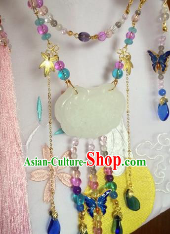 Chinese Ancient Princess Jade Necklace Traditional Court Lady Jewelry Accessories for Women