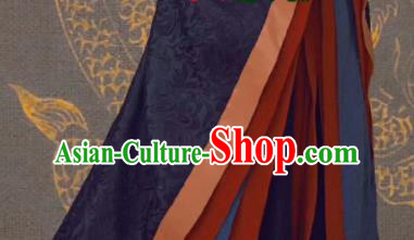 Chinese Ancient Court Queen Mother Black Dress Traditional Qin Dynasty Empress Dowager Costumes and Headpiece for Women