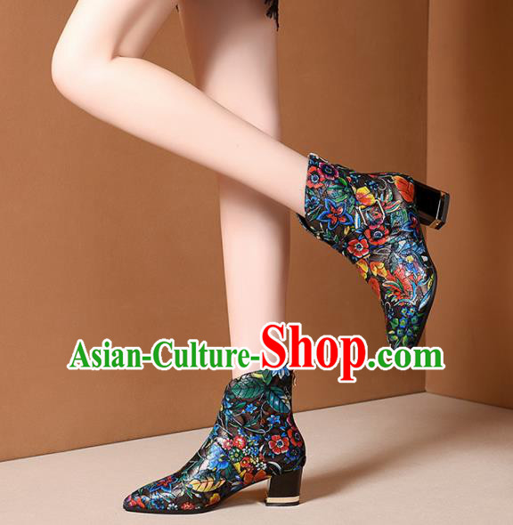 Traditional Chinese Handmade Ankle Boos National High Heel Shoes for Women