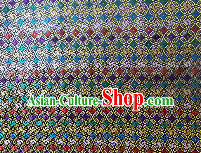 Asian Chinese Traditional Winnower Pattern Design Black Brocade Cheongsam Fabric Silk Material