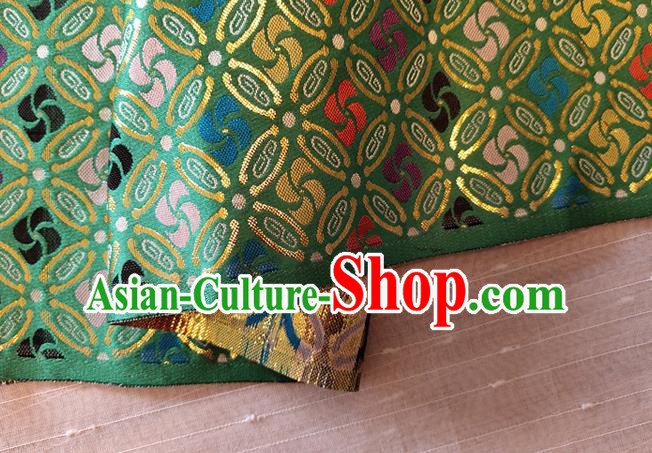 Asian Chinese Traditional Winnower Pattern Design Green Brocade Cheongsam Fabric Silk Material
