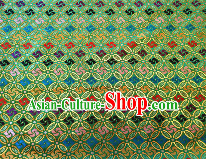 Asian Chinese Traditional Winnower Pattern Design Green Brocade Cheongsam Fabric Silk Material