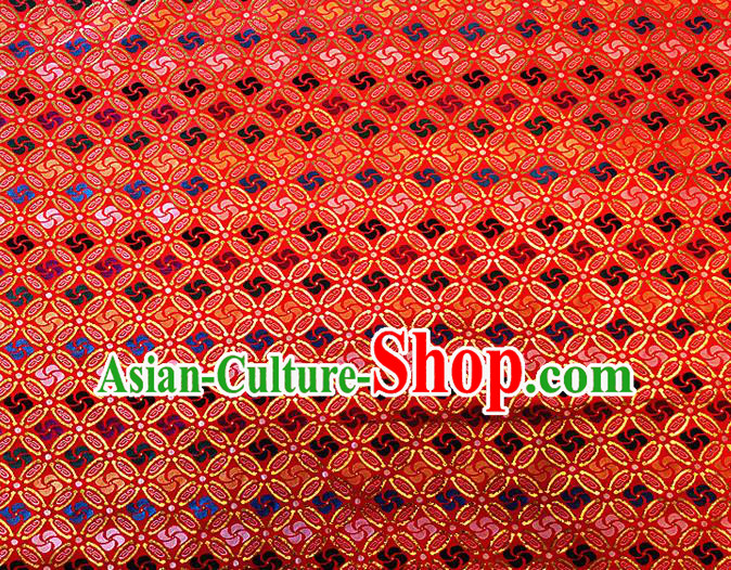 Asian Chinese Traditional Winnower Pattern Design Red Brocade Cheongsam Fabric Silk Material