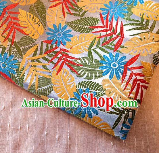 Asian Chinese Traditional Tree Leaf Pattern Design White Brocade Cheongsam Fabric Silk Material