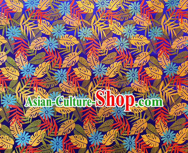 Asian Chinese Traditional Tree Leaf Pattern Design Royalblue Brocade Cheongsam Fabric Silk Material