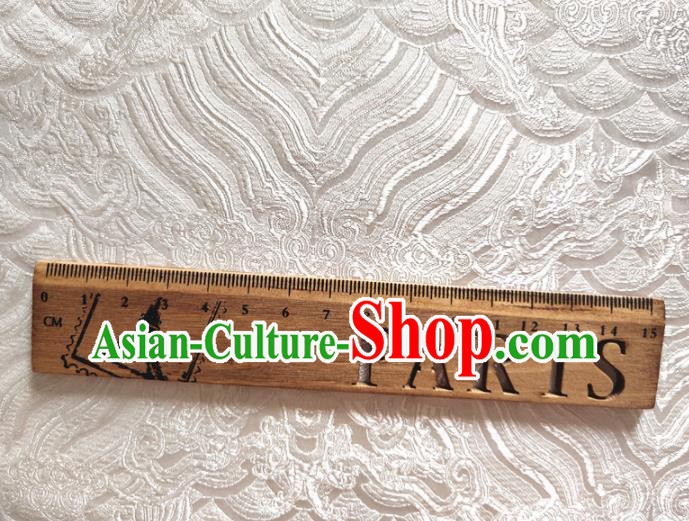 Asian Chinese Traditional Wave Pattern Design White Brocade Cheongsam Fabric Silk Material