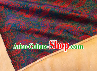 Asian Chinese Traditional Paisley Pattern Design Green Brocade Cheongsam Fabric Silk Material