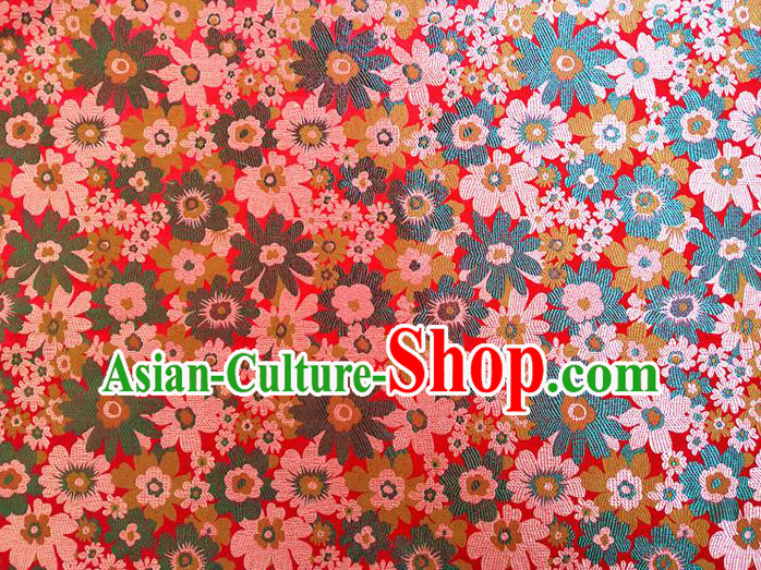 Asian Chinese Traditional Sunflowers Pattern Design Red Brocade Cheongsam Fabric Silk Material