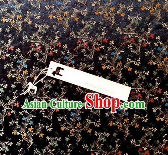Asian Chinese Traditional Tuberose Pattern Design Black Brocade Cheongsam Fabric Silk Material