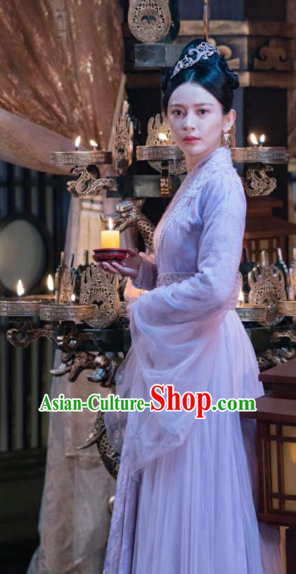 Ancient Chinese Drama Ever Night Traditional Tang Dynasty Imperial Empress Xia Tian Purple Costumes for Women