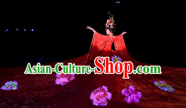 Chinese Legend Dance Purple Dress Stage Performance Goddess Costume and Headpiece for Women
