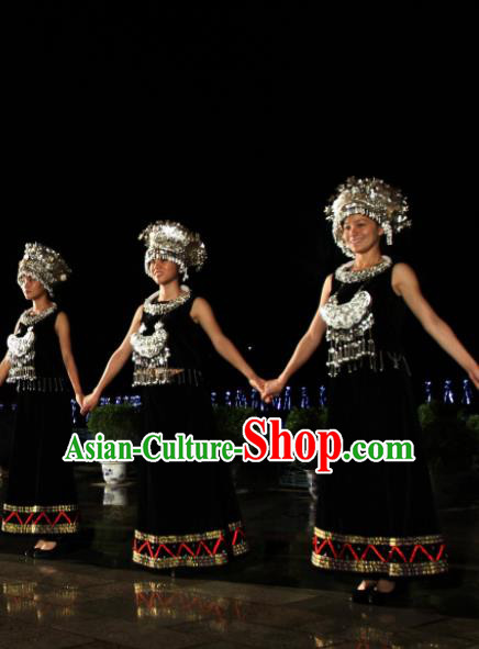 Chinese The Quest for Liu Sanjie Miao Ethnic Dance Dress Stage Performance Goddess Costume and Headpiece for Women