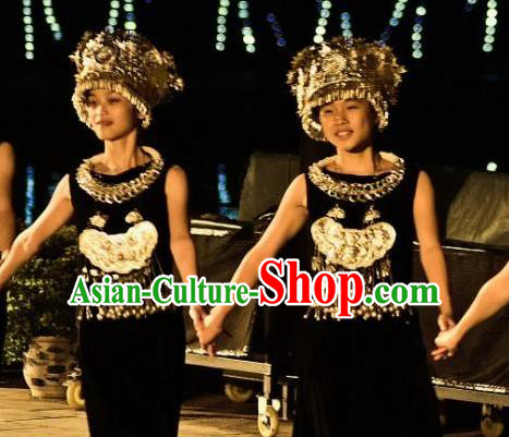 Chinese The Quest for Liu Sanjie Miao Ethnic Dance Dress Stage Performance Goddess Costume and Headpiece for Women