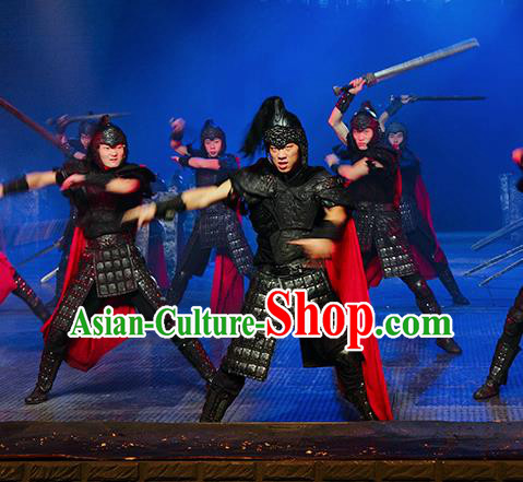Chinese The Romantic Show of Songcheng Military General Stage Performance Dance Armor Costume for Men