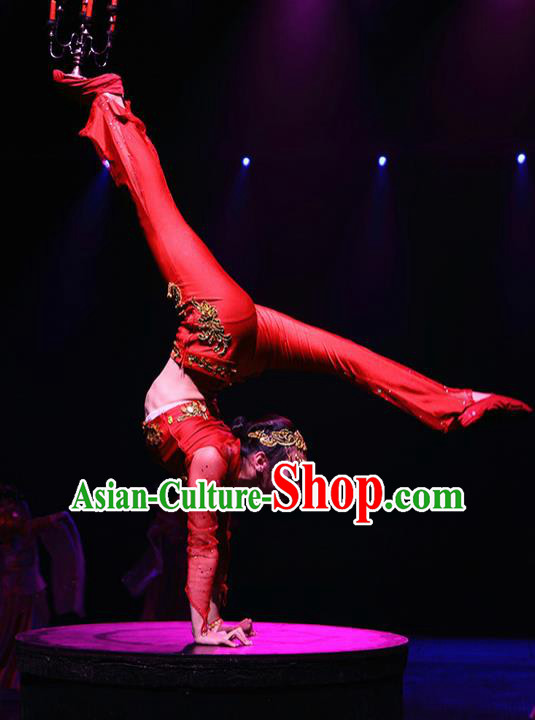 Chinese The Romantic Show of Songcheng Palace Dance Dress Stage Performance Goddess Red Costume and Headpiece for Women