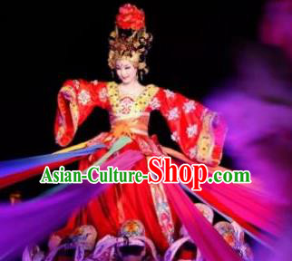 Chinese The Long Regret Tang Dynasty Consort Yang Dance Red Dress Stage Performance Costume for Women