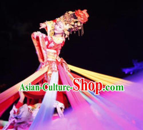 Chinese The Long Regret Tang Dynasty Consort Yang Dance Red Dress Stage Performance Costume for Women