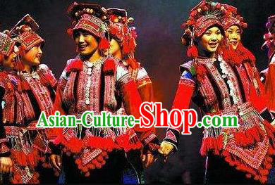 Chinese Dynamic Yunnan Naxi Nationality Dance Dress Stage Performance Ethnic Costume for Women