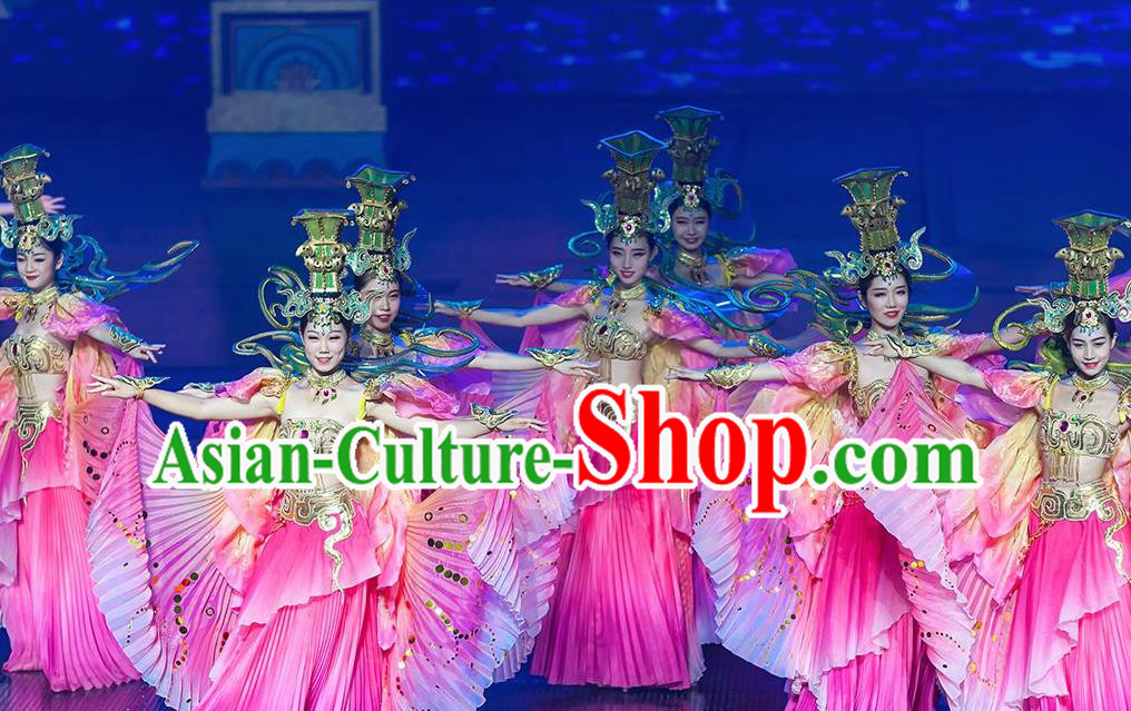 Chinese The Romantic Show of Tanhe Classical Dance Pink Dress Stage Performance Costume for Women