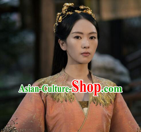 Drama Ever Night Ancient Chinese Royal Infanta Li Yu Orange Dress Traditional Tang Dynasty Court Princess Costumes for Women