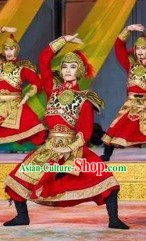 Chinese Chang An Impression Ancient Tang Dynasty General Armor Stage Performance White Costume for Men