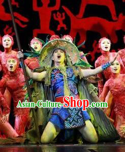 Chinese The Ship Legend of Huashan Zhuang Nationality Stage Performance Dance Costume for Men