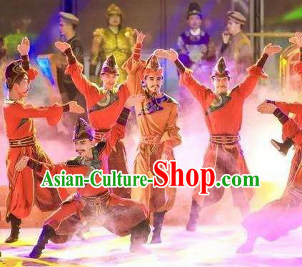 Chinese Chang An Impression Ancient Tang Dynasty Ethnic Stage Performance Costume for Men