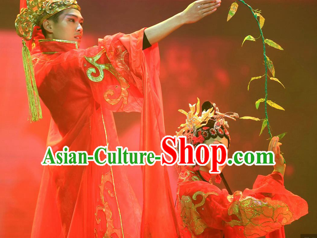 Chinese Magic Ganpo Peking Opera Wedding Bride and Bridegroom Stage Performance Dance Costumes for Women for Men