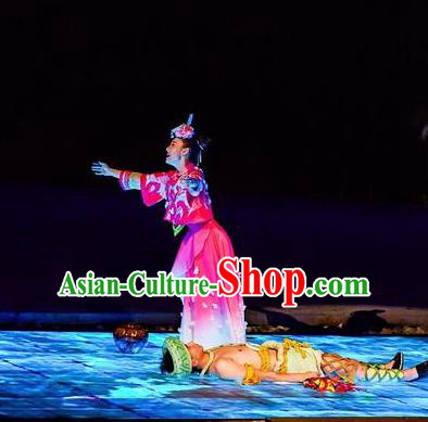 Chinese Dragon Boat Song Tujia Nationality Ethnic Stage Performance Dance Costumes for Women for Men