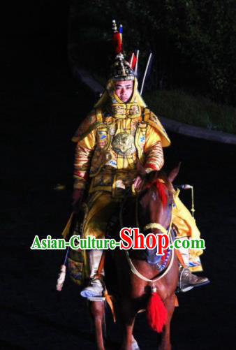 Chinese Kangxi Ceremony Qin Dynasty Emperor Xuanye Body Armor Stage Performance Costume for Men