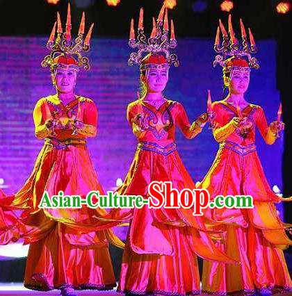 Chinese Impression of Going East To Native Land Mongol Nationality Dance Dress Stage Performance Costume for Women