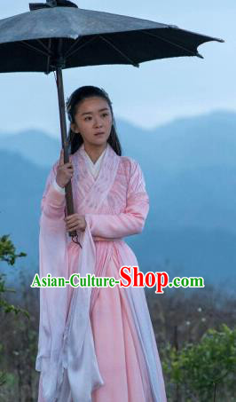 Drama Ever Night Ancient Chinese Maidservant Pink Dress Traditional Tang Dynasty Female Swordsman Costumes for Women
