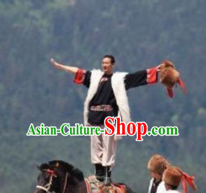 Chinese Impression of Lijiang Naxi Nationality Ethnic Dance Stage Performance Costume for Men