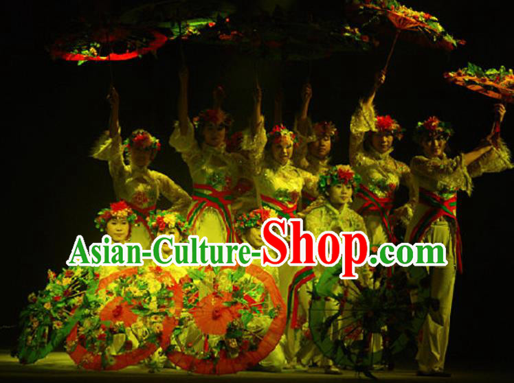 Chinese Hui Nationality Wedding Ethnic Dance Dress Stage Performance Costume and Headpiece for Women