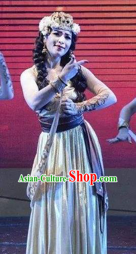Chinese Silk Road Tajik Nationality Dance Dress Ethnic Stage Performance Costume for Women