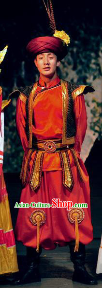 Chinese Lishui Jinsha Yi Nationality Dance Wedding Clothing Ethnic Stage Performance Costume for Men