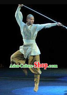 Chinese the Legends of Kung Fu Dance Monk Clothing Stage Performance Costume for Men