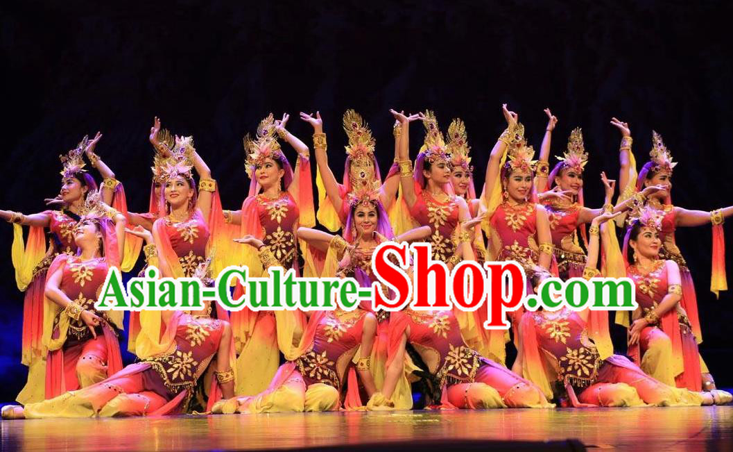 Chinese Turpan Festival Uyghur Nationality Dance Dress Stage Performance Ethnic Costume and Headpiece for Women
