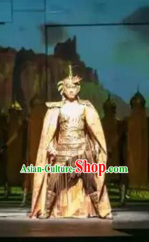 Chinese Shapotou Celebration Han Dynasty General Armor Stage Performance Dance Costume for Men