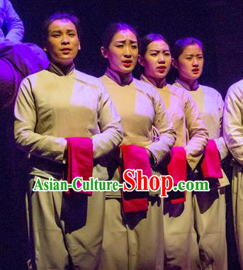 Chinese Encore Pingyao Folk Dance Civilian Dress Stage Performance Costume for Women
