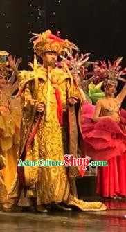 Chinese Picturesque Huizhou Opera Ancient God Emperor Clothing Stage Performance Dance Costume for Men