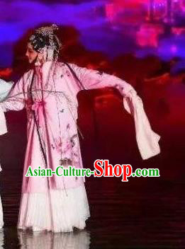 Chinese The Dream Of The Peony Pavilion Opera Du Liniang Dance Pink Dress Stage Performance Costume and Headpiece for Women