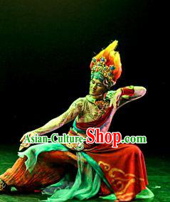 Chinese The Ancient Dunhuang Music Theatre Bodhisattva Red Clothing Stage Performance Dance Costume for Men