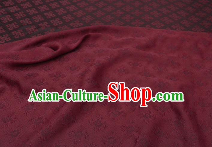 Traditional Chinese Classical Pattern Dark Red Gambiered Guangdong Gauze Silk Fabric Ancient Hanfu Dress Silk Cloth