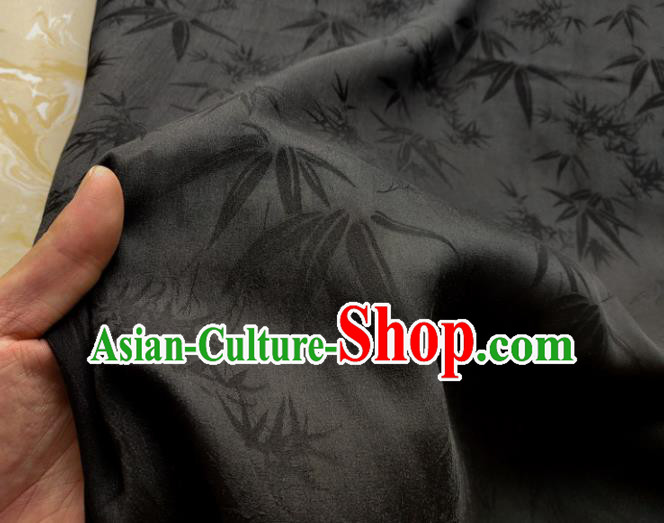 Traditional Chinese Classical Bamboo Pattern Black Gambiered Guangdong Gauze Silk Fabric Ancient Hanfu Dress Silk Cloth