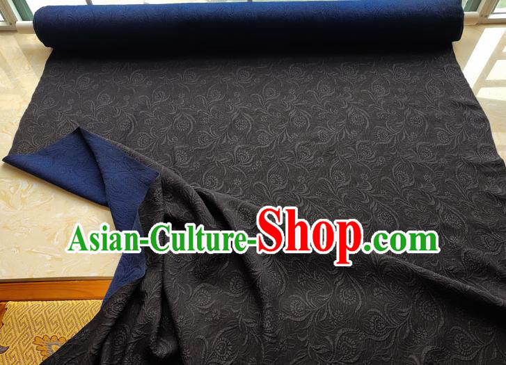 Traditional Chinese Classical Pattern Blue Gambiered Guangdong Gauze Silk Fabric Ancient Hanfu Dress Silk Cloth