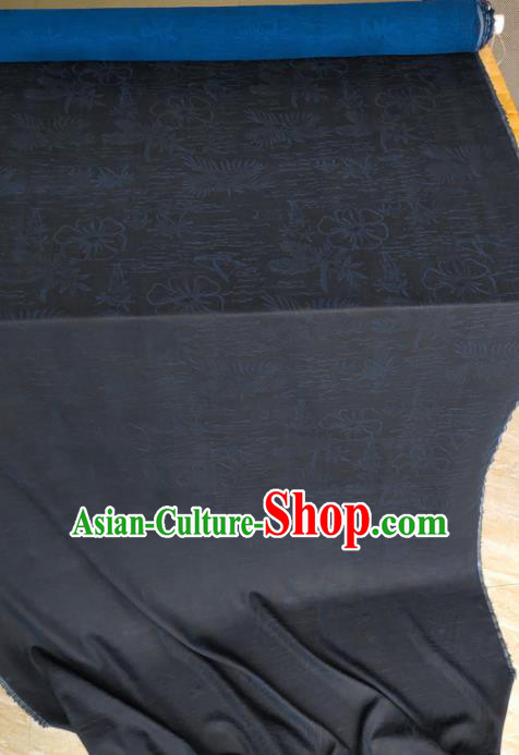 Traditional Chinese Classical Pattern Royalblue Gambiered Guangdong Gauze Silk Fabric Ancient Hanfu Dress Silk Cloth