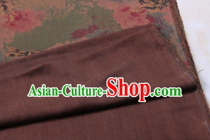 Traditional Chinese Classical Peony Pattern Light Green Gambiered Guangdong Gauze Silk Fabric Ancient Hanfu Dress Silk Cloth