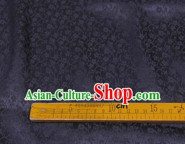 Traditional Chinese Classical Plum Pattern Black Gambiered Guangdong Gauze Silk Fabric Ancient Hanfu Dress Silk Cloth