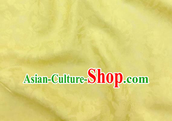 Traditional Chinese Classical Plum Blossom Pattern Yellow Silk Fabric Ancient Hanfu Dress Brocade Cloth